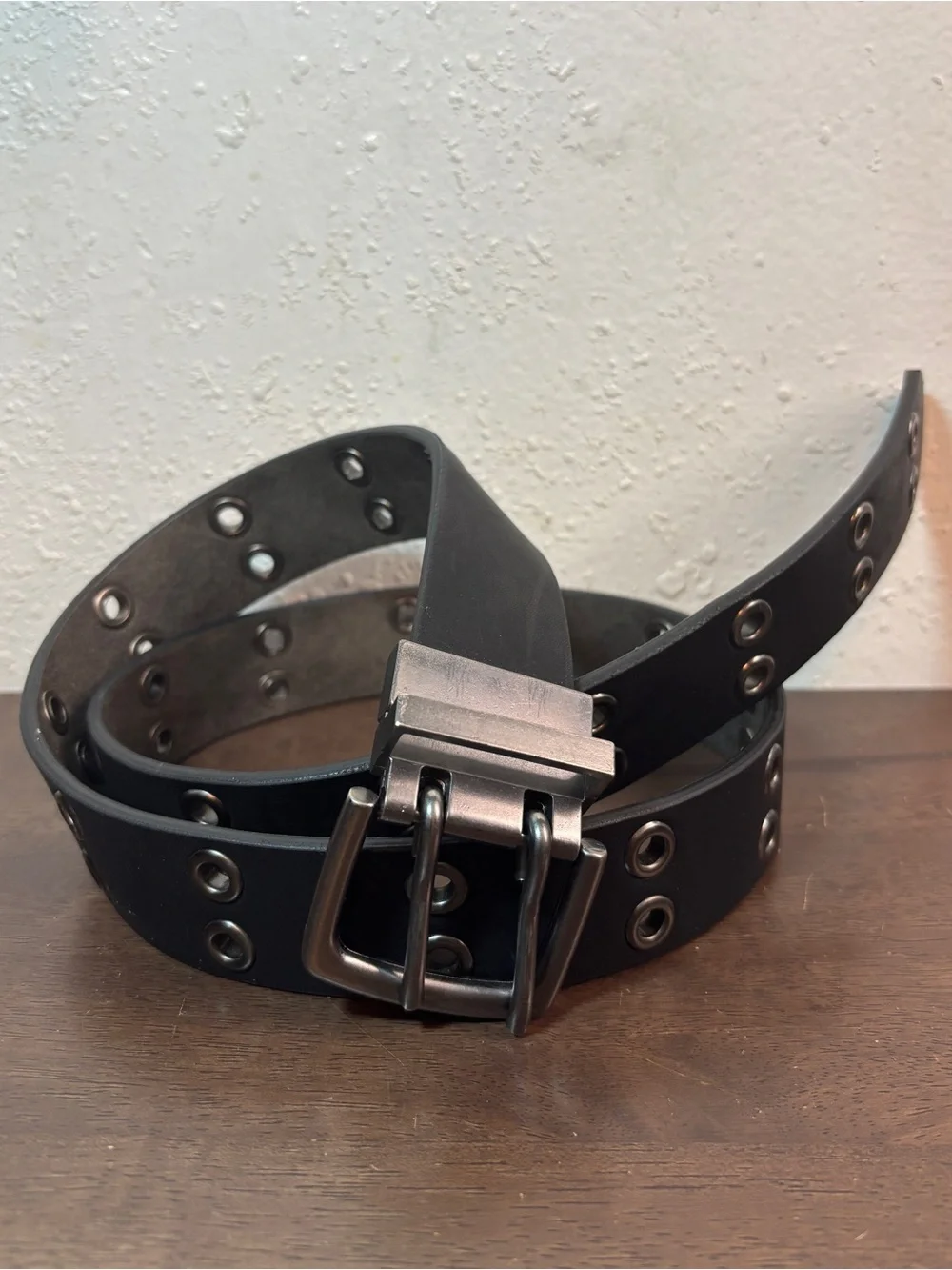 Classic Men's Black Grommet Leather Belt